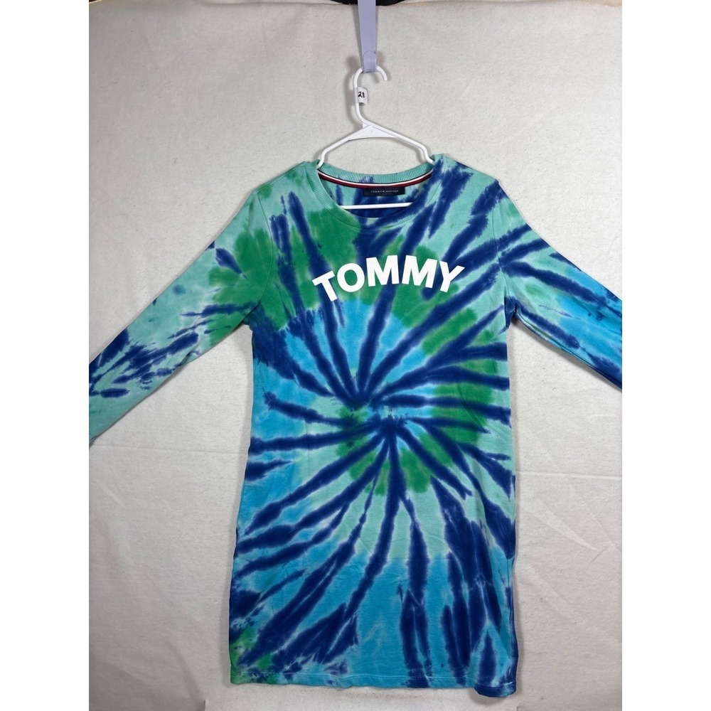 Tommy Hilfiger Womens Tie-Dye Tommy Logo Long Sleeve Dress 18 34.5